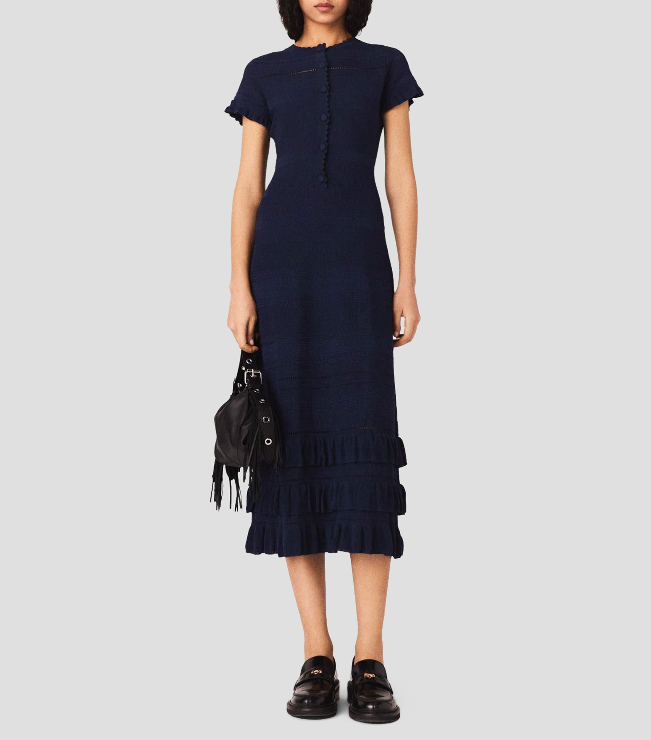 Vestido midi con microdiseños Mujer